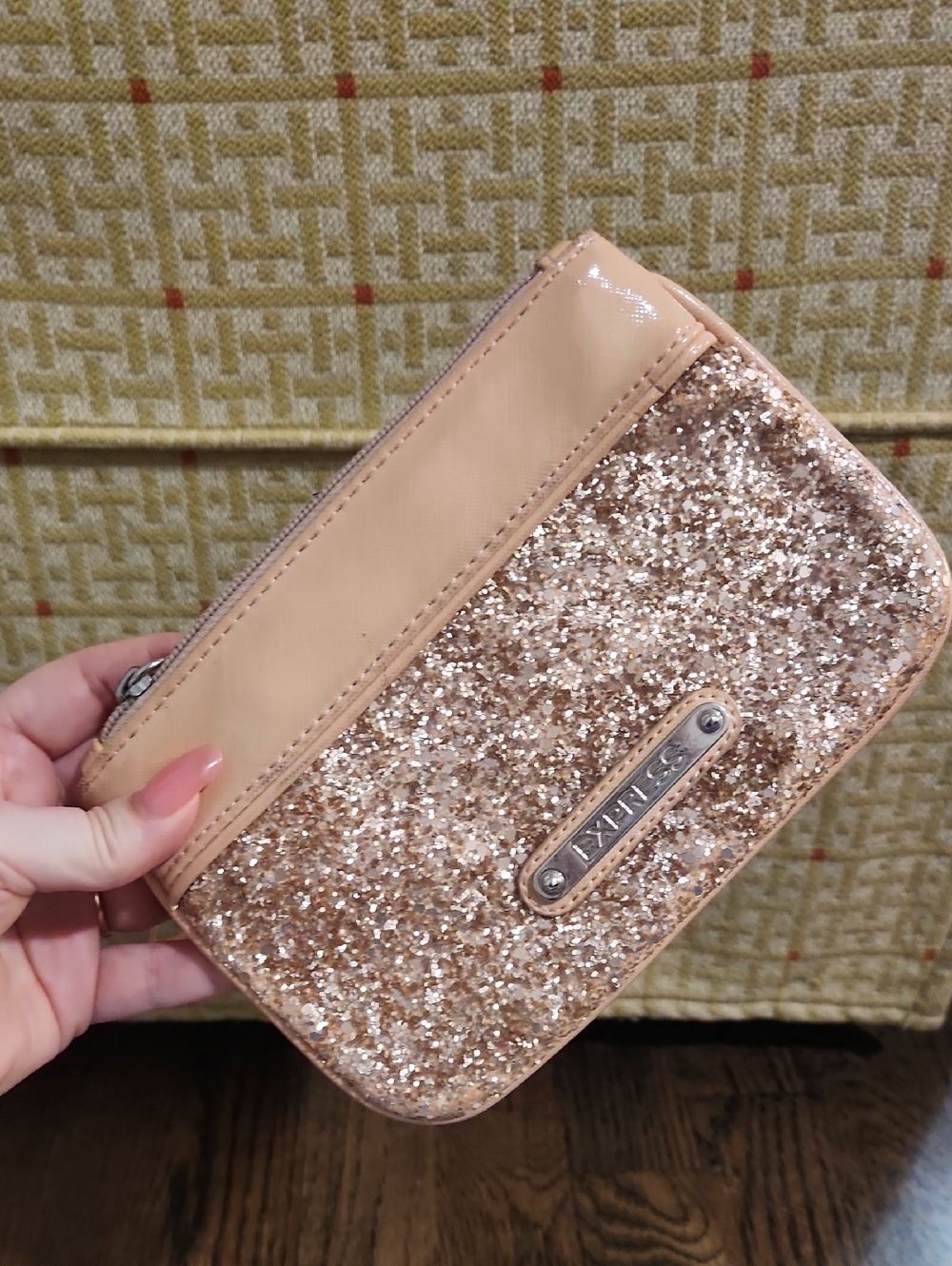 Glitter Zip Wristlet - Rose Gold